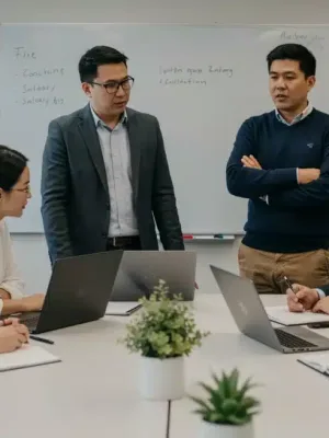 Educators collaborating on future education trends and salary projections