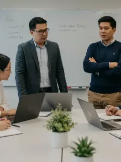 Educators collaborating on future education trends and salary projections