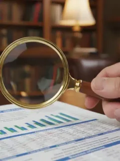 Close-up of hand with magnifying glass reviewing pension statement with 2026 updates