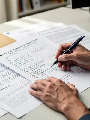 Person filling out 2026 workers' compensation claim form
