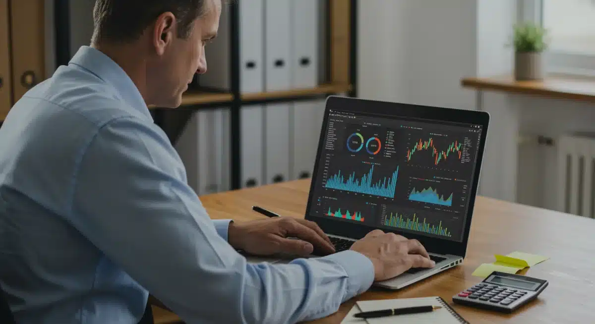 Person analyzing financial data for retirement planning.