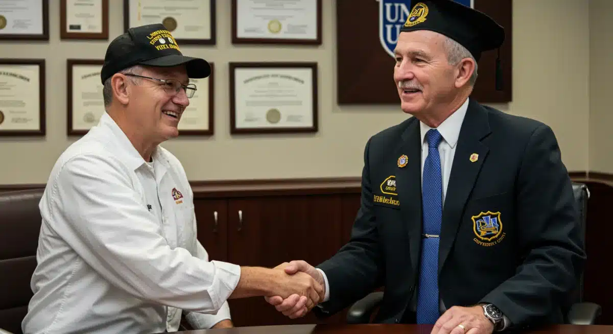 Veteran receiving academic guidance from a university advisor