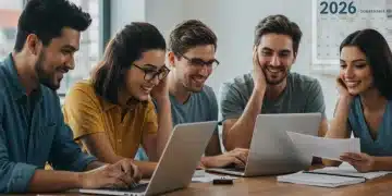 Students reviewing documents on loan forgiveness programs for 2026