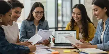 College applicants reviewing scholarship forms and financial aid documents for 2026.