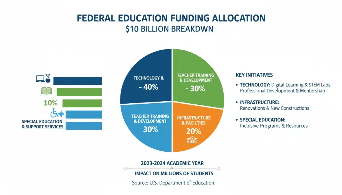 Infographic detailing the  billion federal funding allocation for US schools.