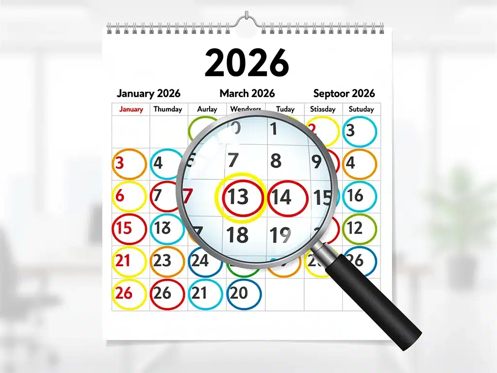 Calendar highlighting 2026 workers' compensation claim deadlines